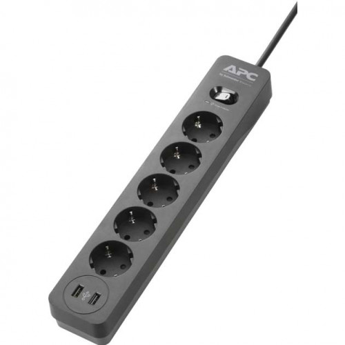 APC Essential SurgeArrest 5 Outlet 2 USB Ports Black (PME5U2B-GR)