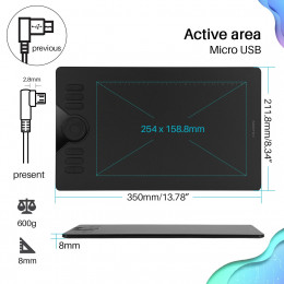 Huion HS610 Qrafik Rəsm Rəsm Qələmi Tableti