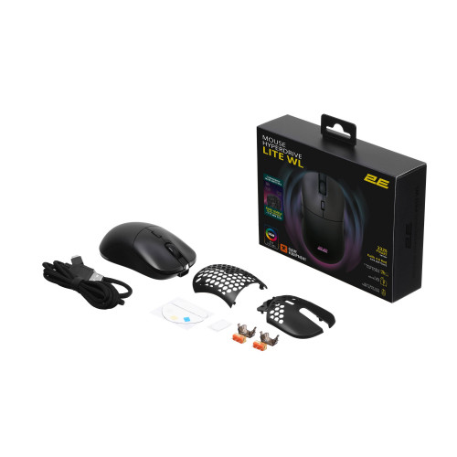 2E HyperDrive Lite WL, RGB, USB-A/WL, qara (2E-MGHDL-WL-BK)