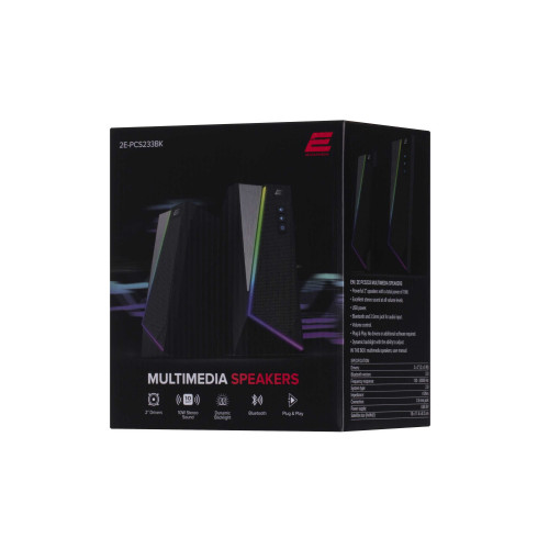 2E Multimedia spikeri PCS233 RGB, 2.0, USB, Qara (2E-PCS233BK)