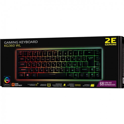 2Е Gaming KG360 RGB 68key Wireless Black (2E-KG360UBK)